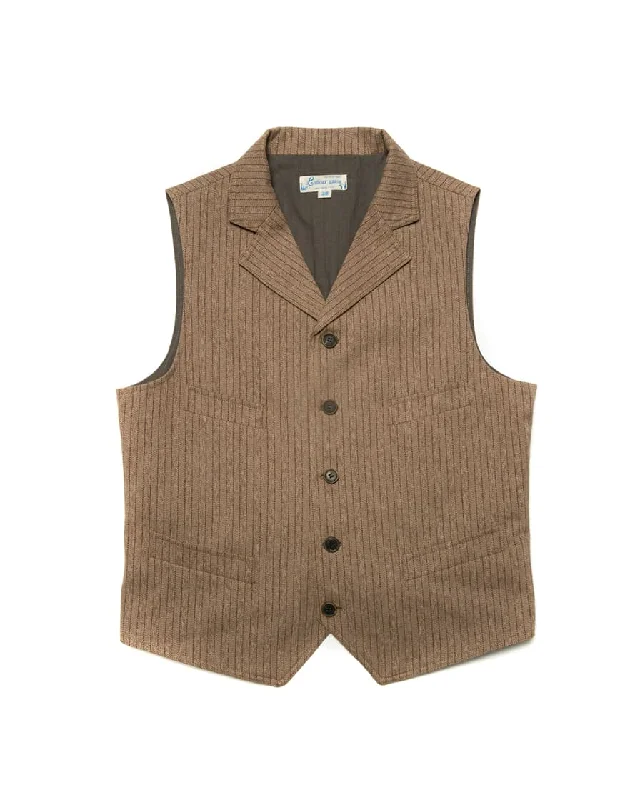 Mock Twill Pinstriped Vest Brown