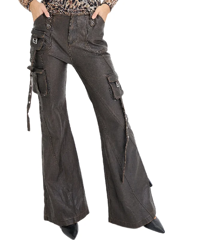 Faux Leather Cargo Pants