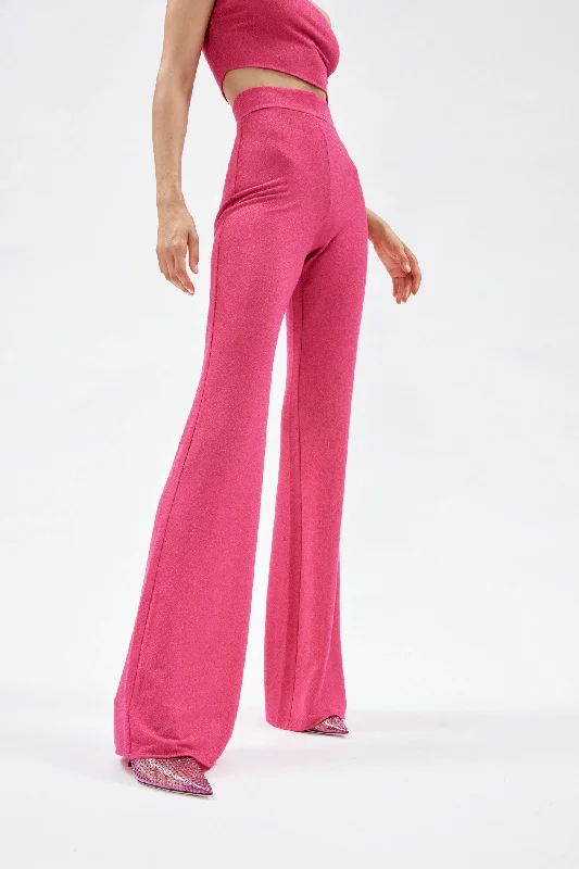 Gaia Bubble Pink Lurex Flare Pant