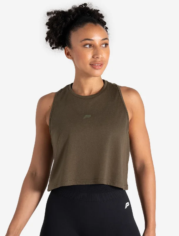 Lightweight Crop Gym Tank - Olive