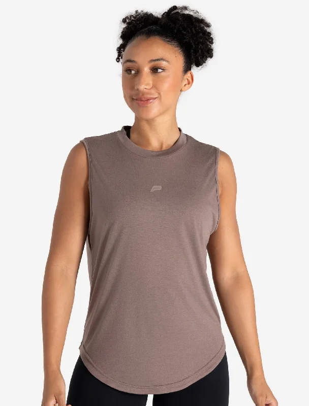 Lightweight Oversized Gym Tank - Neutral Brown