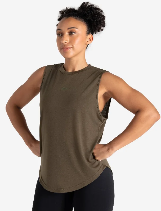 Lightweight Oversized Gym Tank - Olive