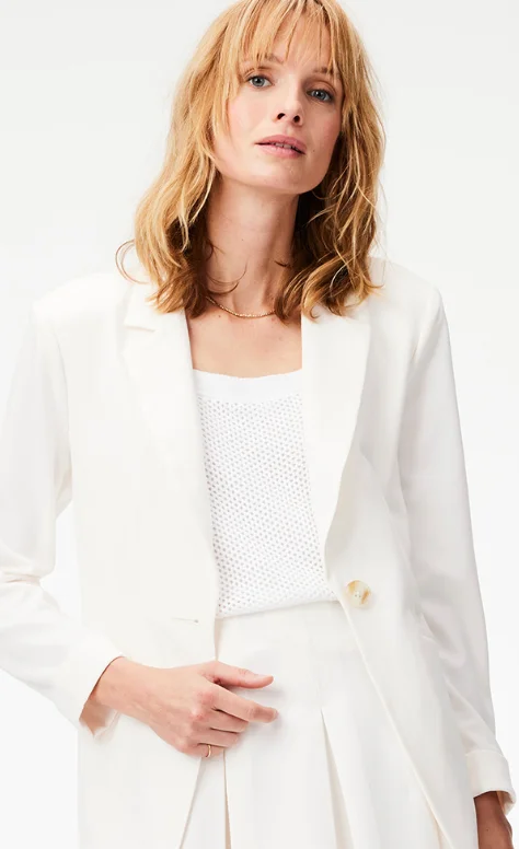 Nic & Zoe Cream CUFFED AVENUE BLAZER