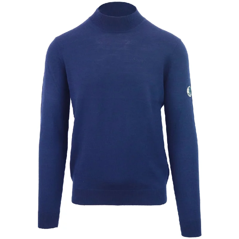 Aquascutum Plain Funnel Neck Blue Jumper