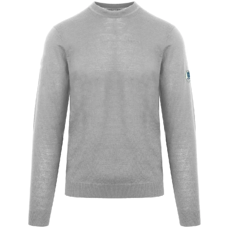 Aquascutum Plain Round Neck Grey Jumper