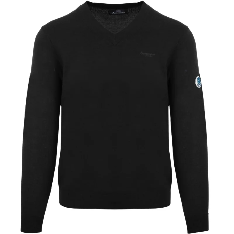 Aquascutum Plain V Neck Black Jumper