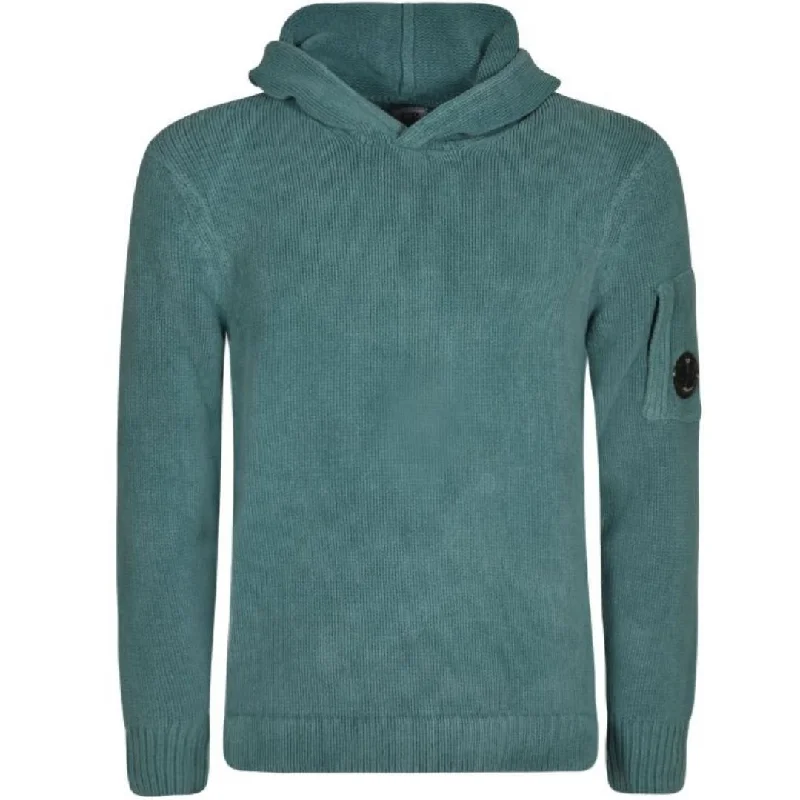 C P Company Chenille Shaded Spruce Cotton Pullover Hoodie