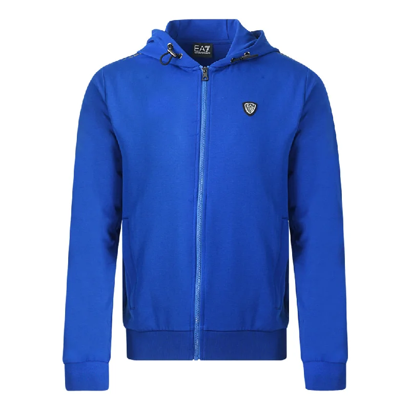 Ea7 Metal Chest Logo Blue Zip Up Hoodie