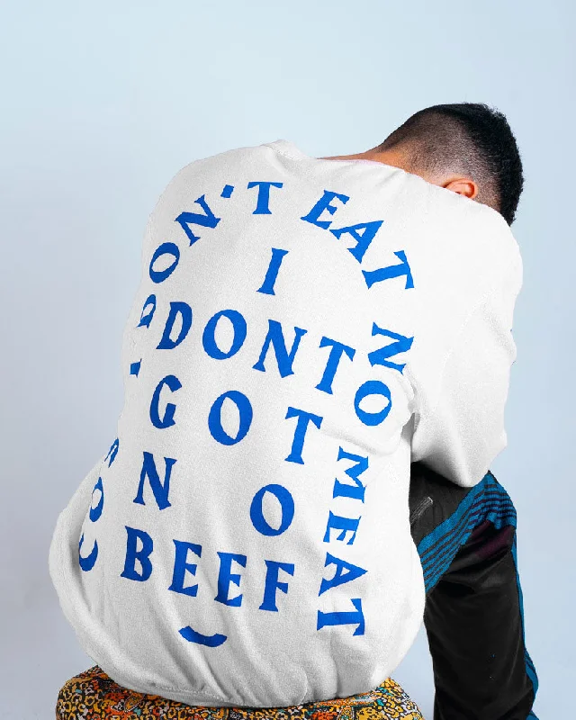 No Beef Sweater - White x Electric Blue - Unisex