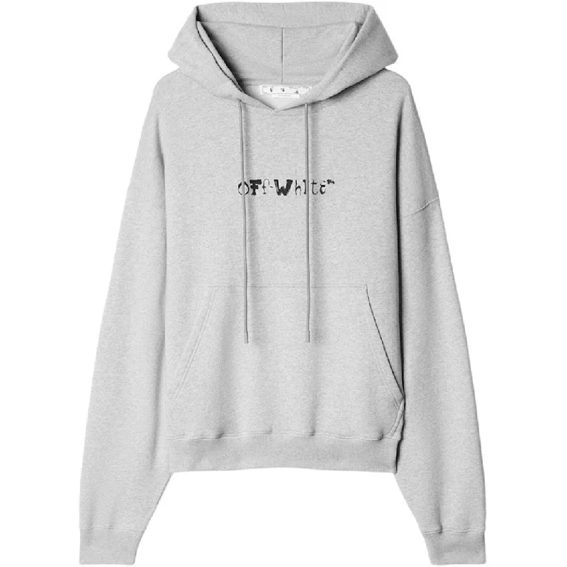 Off White Face Design Skate Fit Grey Hoodie