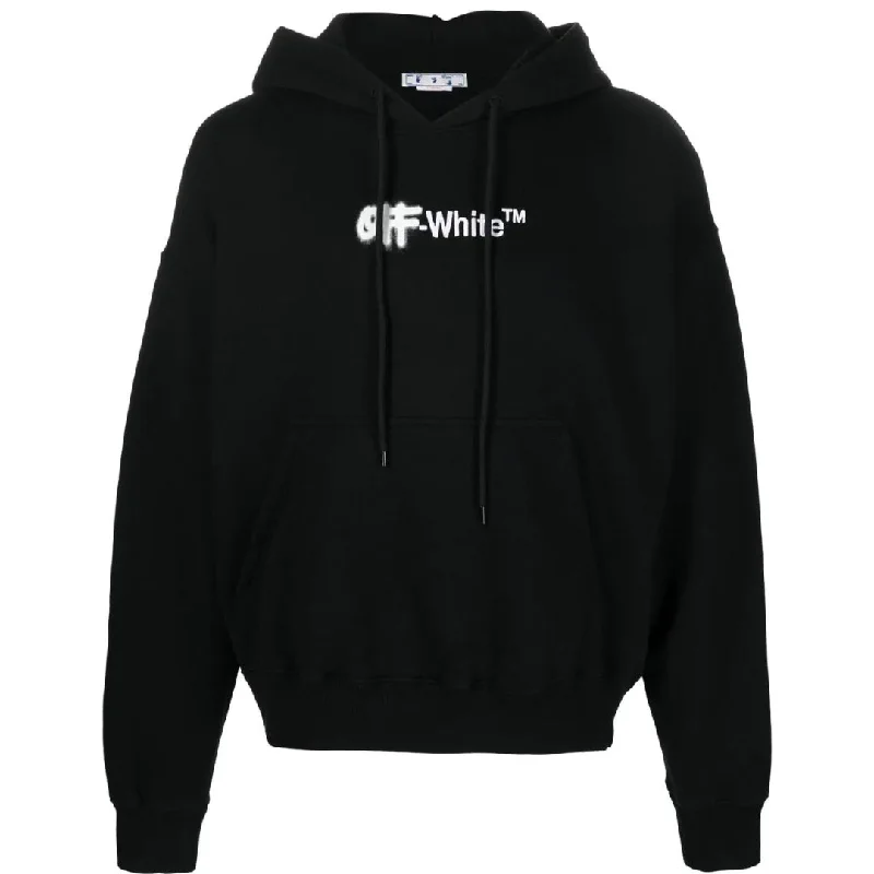 Off White Spray Helvetica Skate Fit Black Hoodie