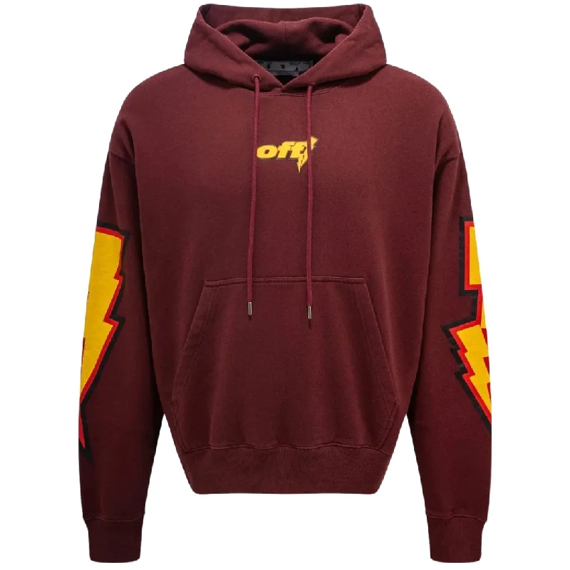 Off White Thunder Stable Skate Fit Burgundy Hoodie