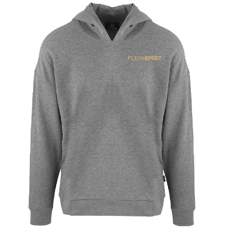 Plein Sport Block Logo On Chest Grey Hoodie