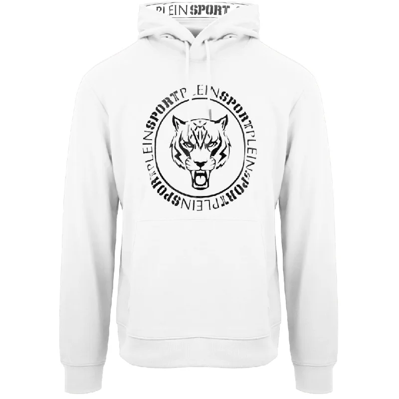 Plein Sport Circle Logo Taped Hood White Hoodie