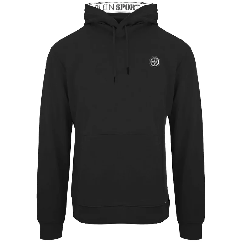 Plein Sport Large Circle Logo On Back Taped Hood Black Hoodie