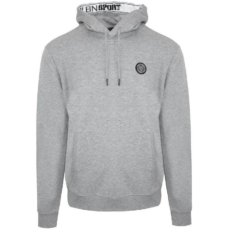 Plein Sport Large Scratch Logo Taped Hood Grey Hoodie