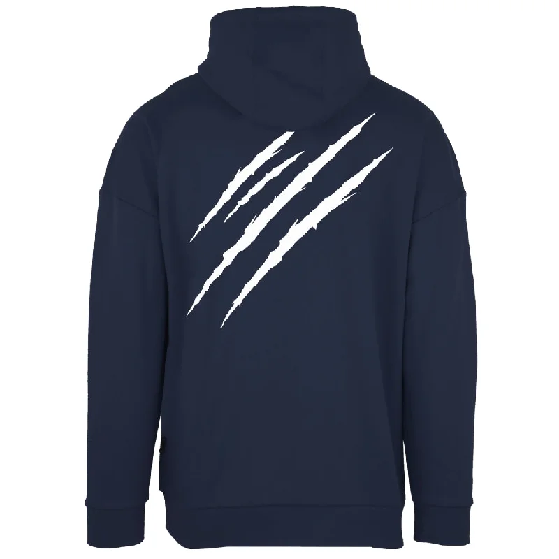 Plein Sport Large Scratch Logo Taped Hood Navy Blue Hoodie