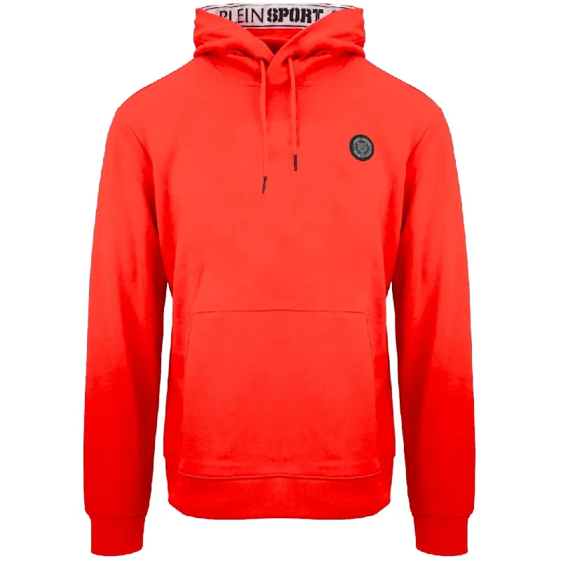 Plein Sport Large Scratch Logo Taped Hood Red Hoodie