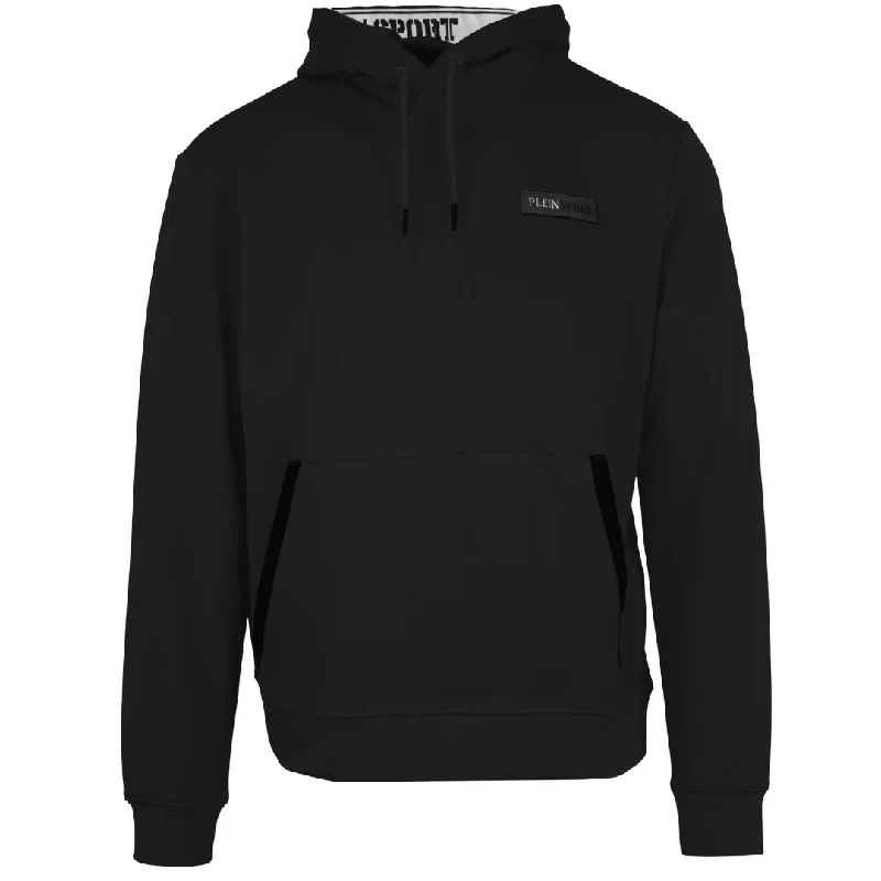 Plein Sport Patch Logo Taped Hood Black Hoodie