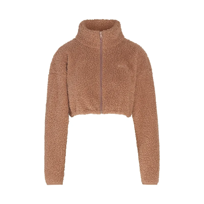 TEDDY ZIP UP CROP JACKET | TIGERS EYE