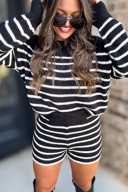 Abbie Stripe Sweater Shorts