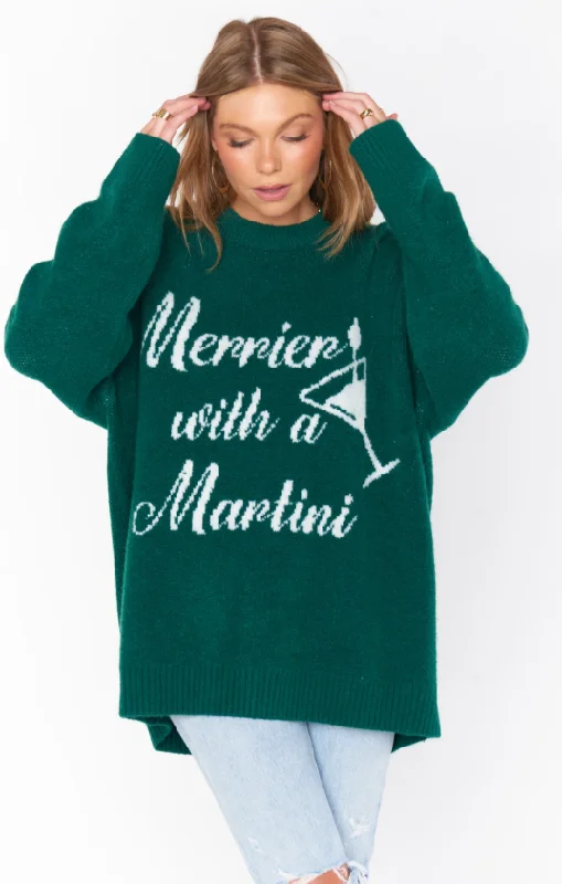 Show Me Your Mumu Classic Crewneck Sweater - Martini Graphic Knit