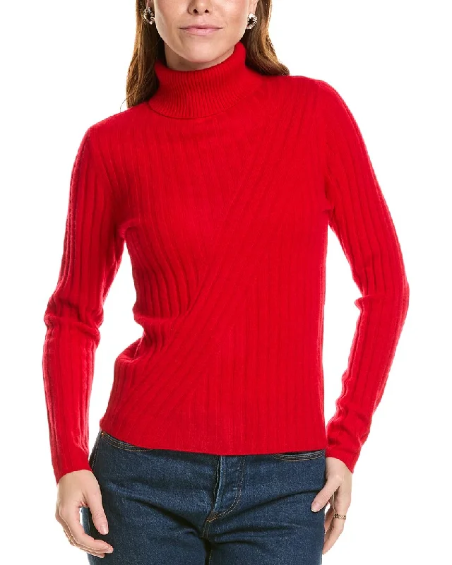 sofiacashmere Directional Rib Turtleneck Cashmere Sweater