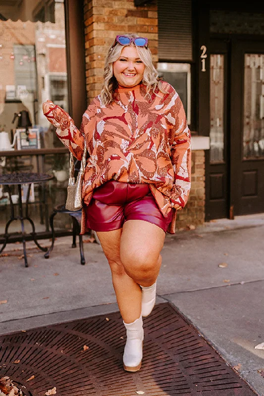 Touch Of Fall Sweater Top in Rust Curves