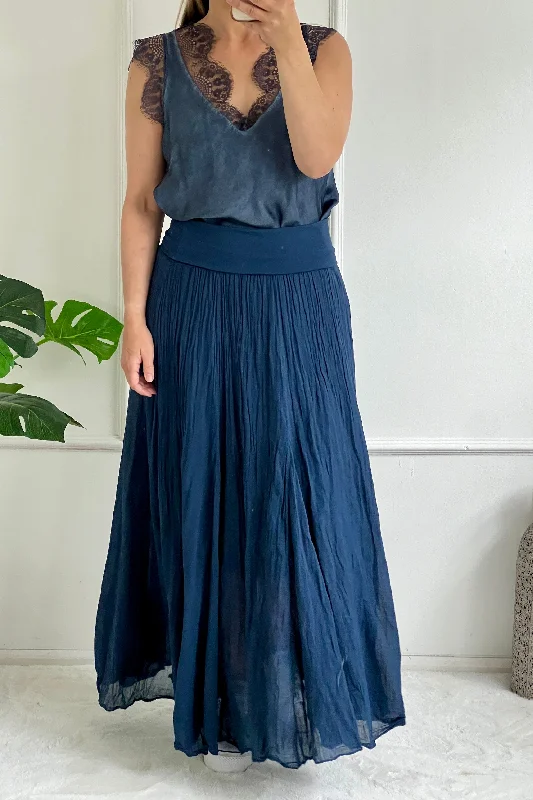 Antibes Cotton Maxi Skirt | Navy