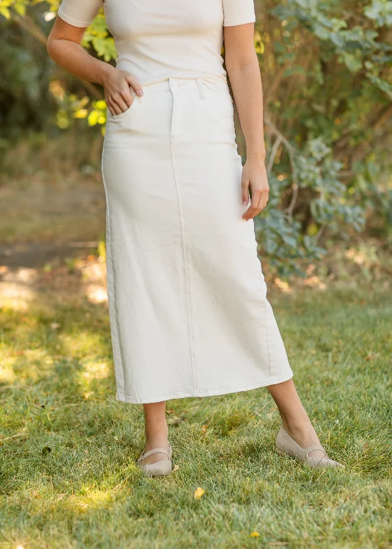 Corduroy Midi Skirt with Back Slit