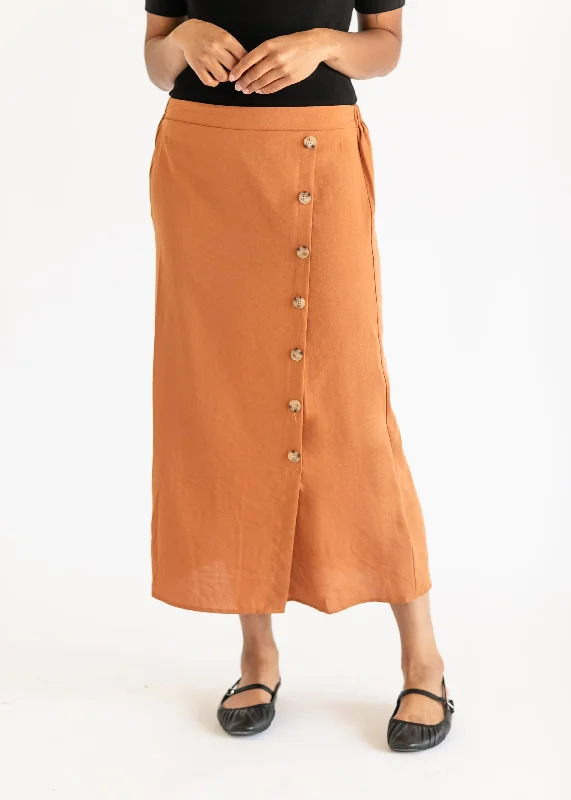 Side Placket Detail Midi Skirt