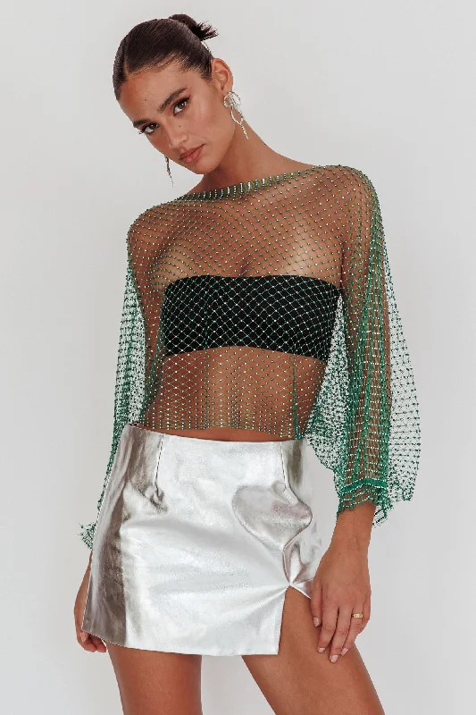 Drama, Drama Long Sleeve Fishnet Top Green