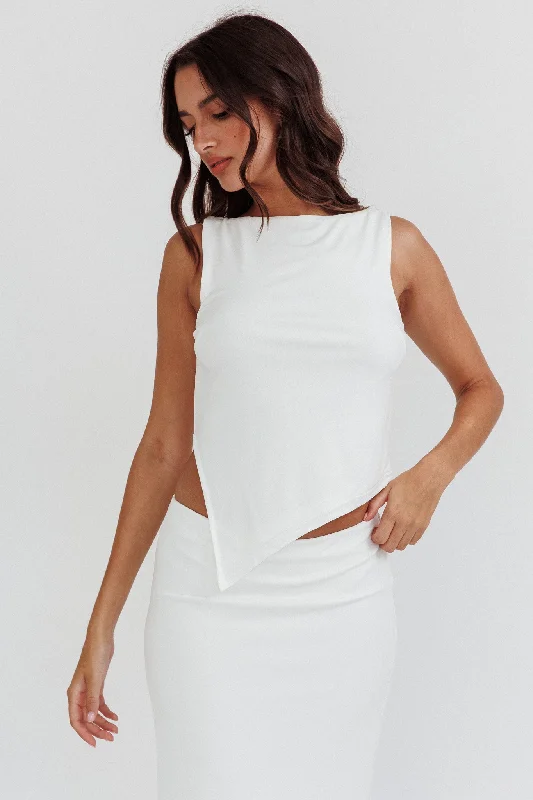 Palos Verdes Asymmetrical Hem Top Off White