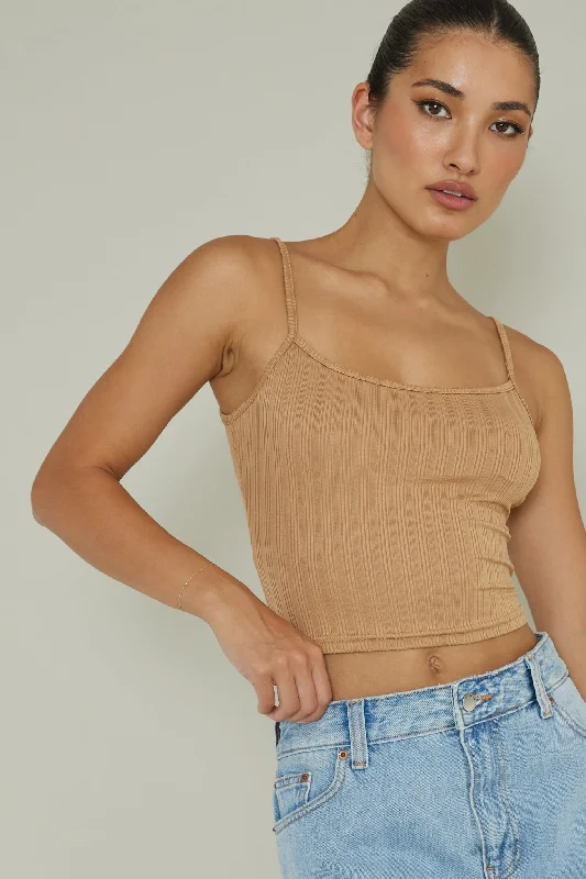 Sold Out Ribbed Cami Top Mocha