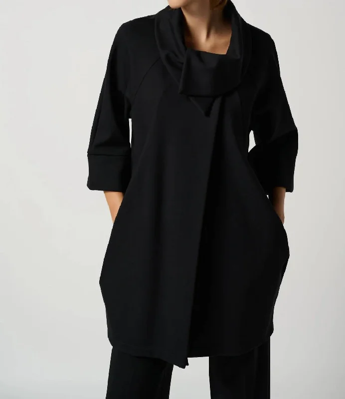 Cowl Neck Coat In Black