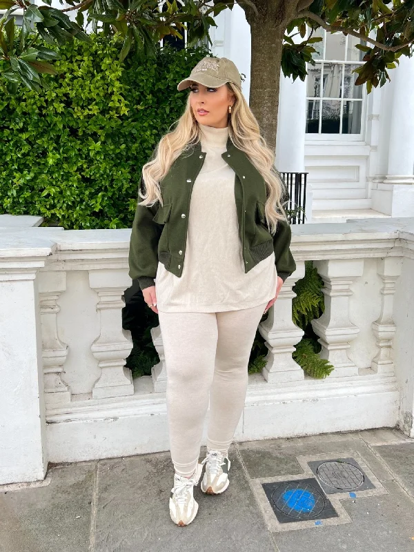 Curve Khaki Bomber Jacket