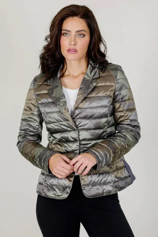 Down Blazer Jacket In Camo Printed