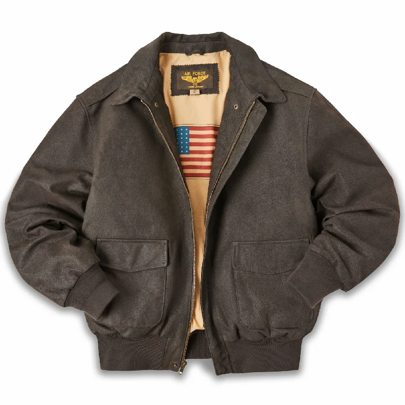 Landing Leathers Air Force Men A-2 Distressed Leather Flight Jacket