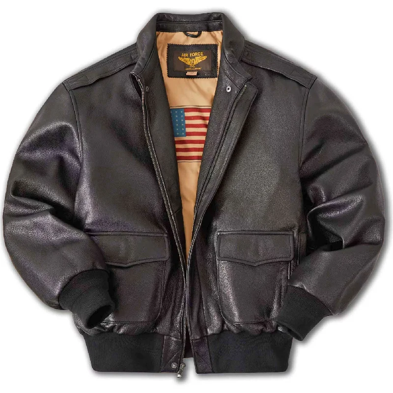 Landing Leathers Air Force Men A-2 Goatskin Leather Flight Bomber Jacket