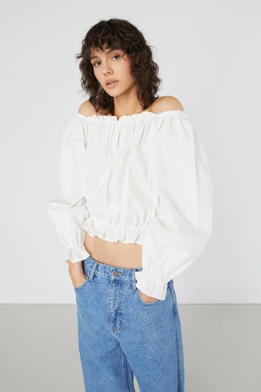 OFF SHOULDER RUFFLED TOP