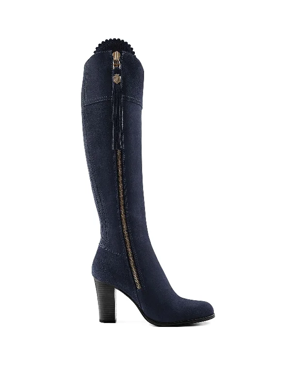 High Heeled Regina (Regular Fit) - Navy Blue Suede