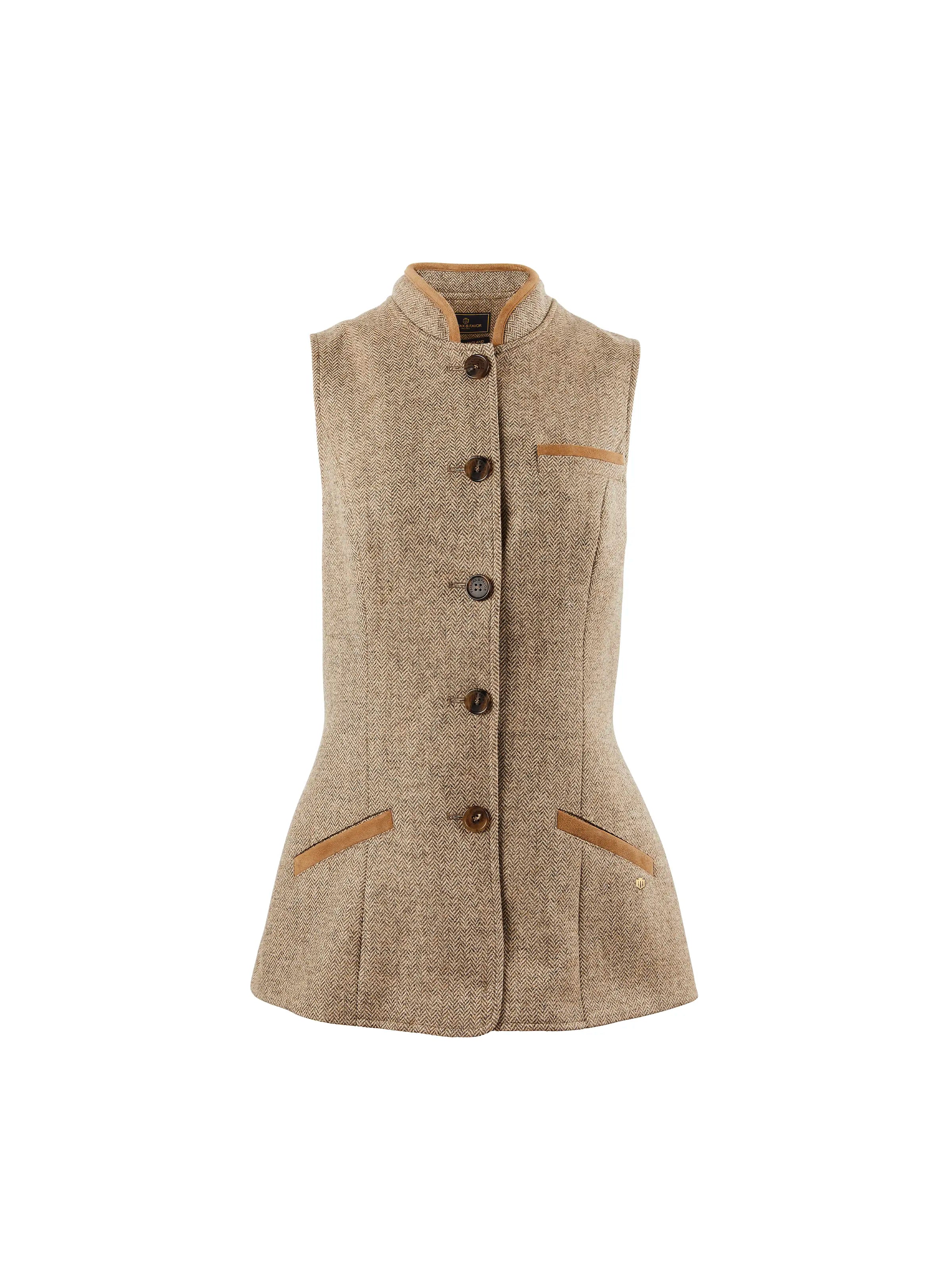 Madeline Gilet - Taupe Herringbone