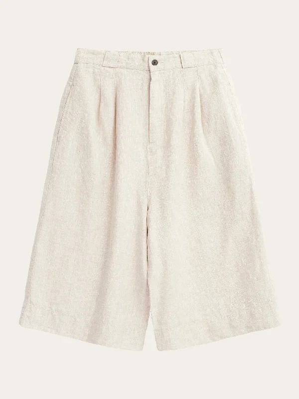 Natural linen baggy shorts - Light feather gray