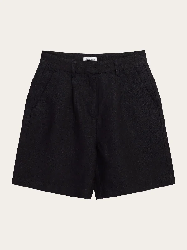 POSEY wide high-rise linen shorts - GOTS/Vegan - Black Jet