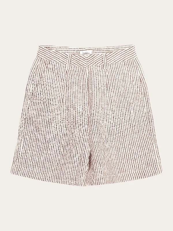 POSEY wide high-rise striped linen shorts - GOTS/Vegan - Brown stripe