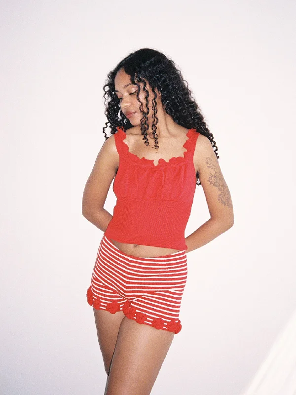 Turkana Knit Short - Red/ White